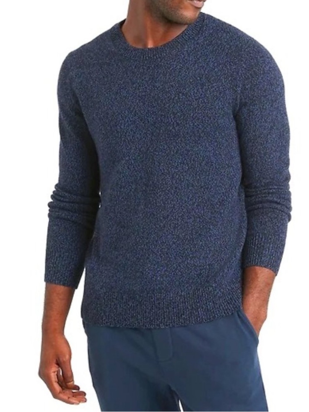 Banana Republic Marled Italian Wool Pullover Jumper Crew Neck Blue M Preppy